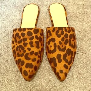 Cheetah print mules